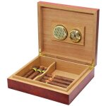 Bote dhumidificateur en bois de cdre  cigare marron avec hygromtre