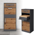 Ml - design bo�te aux lettres pour colis acier galvanis� anthracite / brun aspect ch�ne 50x112x37cm sur ...