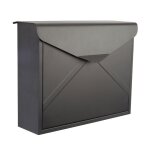 Bo�te aux lettres - perel - verona - acier noir mat - 115 x 380 x 290 mm - murale