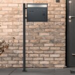 Bo�te aux lettres sur pied - ecd germany - anthracite - argent - acier inox - simple face - individuelle ...