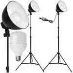 Boite de lumiere - tectake - lot de 2 lampes r�flecteur studio photo boite lumi�re �clairage avec abat ...