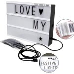 Lampe lanterne d�coration - led - bo�te lumineuse cin�ma - 96 lettres - noir et blanc - int�rieur
