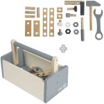 Boite � outils en bois pour enfant - roba - 22 pi�ces - naturel gris et blanc