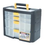 Bote  outillage - plastiken - 90002 noire - 4 tiroirs (2 petits + 2 grands) - titanium - en plastique ...