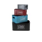 Lot de 4 caisses ouvertes en mtal loft & metal - multicolore - l 35 x p 23 x h 15 cm
