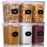 1. 6l boite de rangement cuisine 6 pcs bocaux hermetiques alimentaires en plastique avec couvercle pour ...