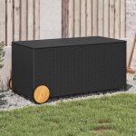 Bo�te de rangement de jardin et roues noir 190l r�sine tress�e