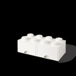 Bo�te de rangement - lego - brick 8 - 2 tiroirs - empilable - blanc