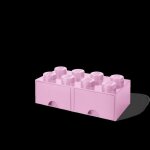 Bo�te de rangement - lego - brique 8 - rose clair - 2 tiroirs - empilable