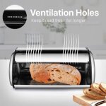 Bo�te de rangement � pain avec couvercle roulant en acier inox. alimentaire 44x27x18cm meuble pour cuisine ...