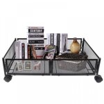 Bo�te de rangement sous lit - mengda - tiroir noir - m�tal durable - roulettes pivotantes - 60x40x17 ...