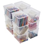 Boite de rangement plastique avec couvercle x12 sundis clear box 5l l. 26 x l. 175 x h. 15 cm transparent ...