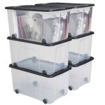 Lot de 6 boites de rangement en plastique avec couvercle et roues sundis ventilo 50l l58xl38xh325cm - ...
