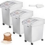 Bote de stockage de riz bacs  farine de crales sur roulettes 3pcs (25?l)