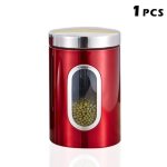 Les botes de stockage de sucre de caf de th jarres pots de rcipient de cuisine inoxydable - rouge ...
