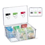 Relaxdays bote  th plastique 6 casiers couvercle rangement sachets tisane hxlxp: 9 x 215 x 15cm ...