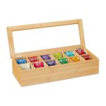 Relaxdays bote  th bambou 12 compartiments avec petite fentre organisateur hxlxp env. 9 x 41 x 16 ...