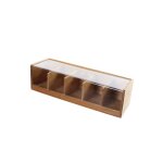Bote  th - bambou - 5 compartiments - couvercle en plexiglas - design contemporain - marron