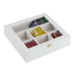 Relaxdays bote  th effet bois 7 compartiments rangement sachet tisane coffret fentre hxlxp: 8x25x255cm ...