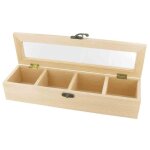 Boite � th� / tisane en bois 4 compartiments 31. 7 x 9 h 6 cm