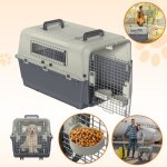 Bo�te de transport pour chien - yrhome - pour voyages en avion - gris fonc� + gris clair - grande taille ...