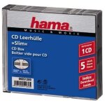 Bo�tier cd slim - transparent / noir - lot de 5 - ultra - plat - capacit� 1 cd - gain de place 50%