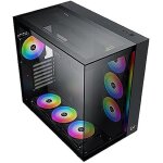 Bo�tier pc moyen tour - xigmatek - aqua ultra - noir - 7 ventilateurs argb - verre tremp�