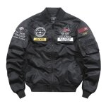 Bomber blouson homme col officier printemps et automne veste aviateur broderie tissu confortable - noir ... Bomber blouson homme col officier printemps et automne veste aviateur broderie tissu confortable - noir ...