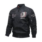 Bomber cargo homme manches longues motif brodé coupe standard veste de pilote - noir - insfity Bomber cargo homme manches longues motif brodé coupe standard veste de pilote - noir - insfity