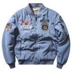 Bomber homme blouson aviateur militaire epais automne hiver veste baseball chaude broderie col montant ...