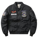 Bomber homme blouson aviateur militaire epais automne hiver veste baseball chaude broderie col montant ...