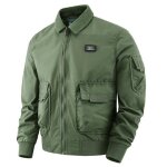 Bomber homme blouson mi saison col amovible veste aviateur multi poches couleur unie pour printemps et ...