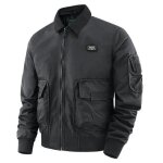 Bomber homme blouson mi saison col amovible veste aviateur multi poches couleur unie pour printemps et ...