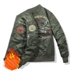 Bomber homme - insfity - vert militaire - impermable - motif brod - coupe standard