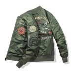 Bomber homme - insfity - vert militaire - impermable - motif brod - mi - saison