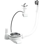 Vidage évier 1 cuve trou 90 mm bonde automatique à câble avec trop plein inox Vidage évier 1 cuve trou 90 mm bonde automatique à câble avec trop plein inox