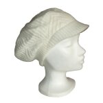 Bonnet femme galette a visiere en laine angora