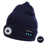 Bonnet de musique bluetooth avec lampe frontale led - qingque - bleu - 5 lumires led - bluetooth 5. ...