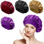 Bonnet de nuit en satin - ystp - 4 pices - lastique - doux - anti - boulochage