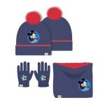 Ensemble bonnet snood et gants - mickey - bleu fonc - acrylique - mixte - automne / hiver