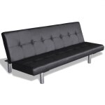 Bonnevie * canap convertible en lit haut de gamme sofa rglable avec 2 oreillers cuir synthtique noir ...