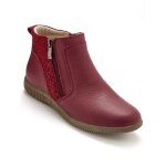 Boots cuir double zip bordeaux - pediconfort by daxon - femme - large talon - cuir grain faon serpent ...