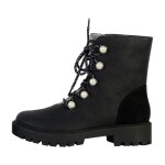 Bottines cuir montante desigual biker pearl - noir