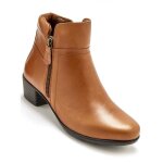 Boots double zip pediconfort by daxon - marron - femme - cuir - talon carr 3cm - largeur confort