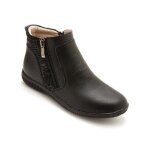 Boots femme - marque - cuir noir - double zip - confortable Boots femme - marque - cuir noir - double zip - confortable