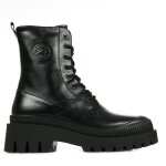 Boots femme pataugas ainoa - cuir noir - semelle crante et compense - fermeture clair latrale