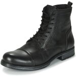 Bottines homme - jack & jones - jfw russel leather - cuir noir - lacets - plat