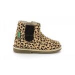 Boots - kickers - maelio - beige - cuir - fermeture zip