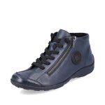 Boots lacets remonte - femme - cuir - bleu - talon compens 2cm