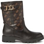 Boots motard cuir véritable à logos - guess jeans - femme Boots motard cuir véritable à logos - guess jeans - femme